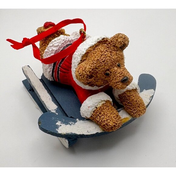 Kurt S Adler Holly Bearies Christmas Tree Ornament Sledding Santa Bear - Picture 6 of 7